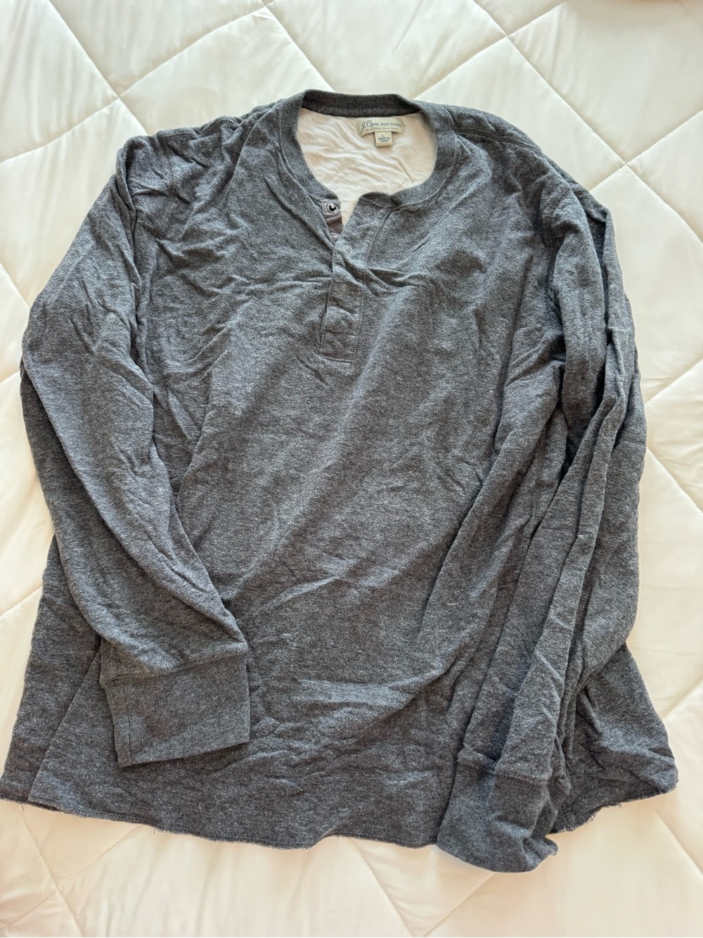 J. Crew Men's Charcoal Gray Long-Sleeve Henley